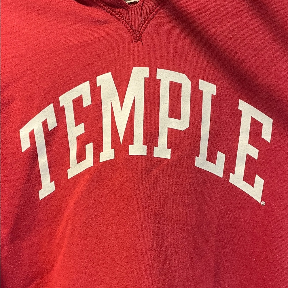 Temple University Red Hoodie Small College Campus Preppy Streetwear Redshirt Sm - Picture 3 of 10